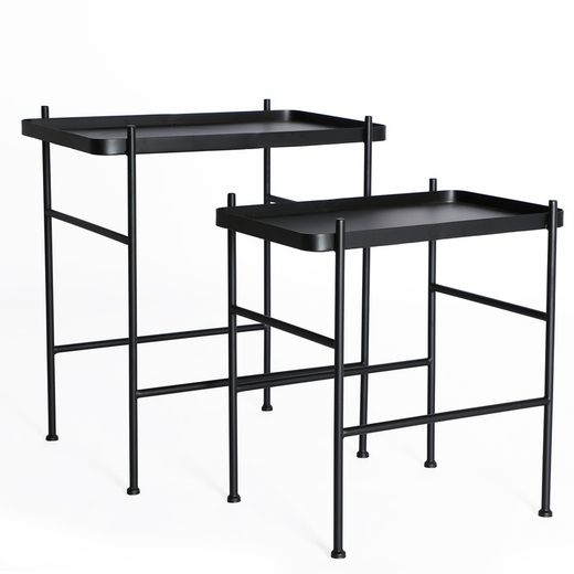 Set of 2 Black Devich Iron Side Tables, 55x38x60cm