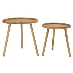 Set of 2 Wooden Auxiliary Tables, Ø50x50cm