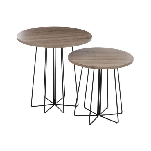 Set de 2 tables basses en bois, Ø60x60 cm