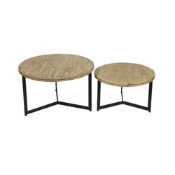 Set of 2 wooden side tables, Ø76x41.5 cm