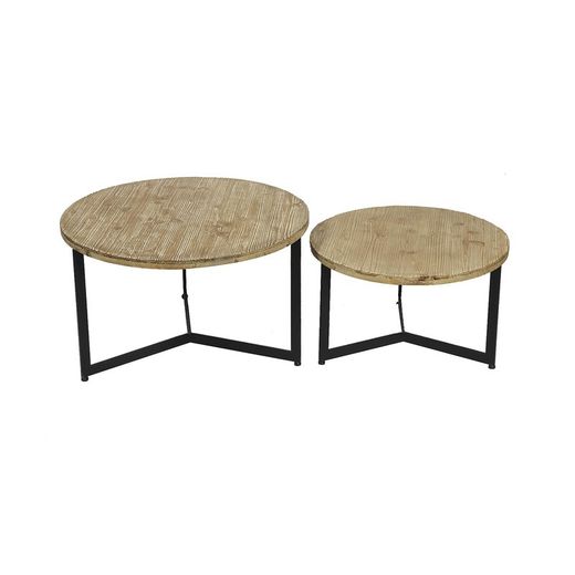 Set of 2 wooden side tables, Ø76x41.5 cm