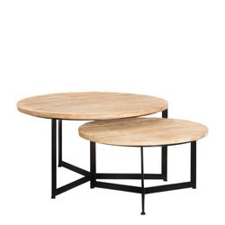 Set of 2 wooden side tables, Ø76x41.5 cm