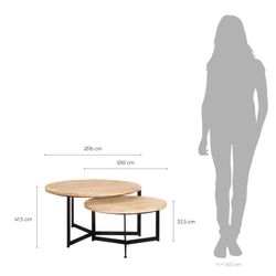 Set of 2 wooden side tables, Ø76x41.5 cm