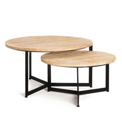 Set of 2 wooden side tables, Ø76x41.5 cm