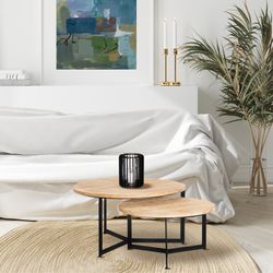 Set of 2 wooden side tables, Ø76x41.5 cm