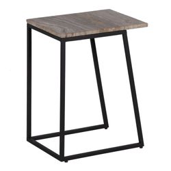 Lot de 2 tables d'appoint en marbre et fer crème, marron et noir, 45 x 35 x 63,5 cm