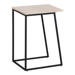 Lot de 2 tables d'appoint en marbre et fer crème, marron et noir, 45 x 35 x 63,5 cm