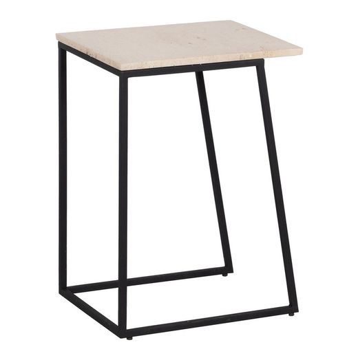 Lot de 2 tables d'appoint en marbre et fer crème, marron et noir, 45 x 35 x 63,5 cm