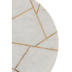 Set van 2 wit/gouden bijzettafels van marmer en metaal, Ø46x56 cm