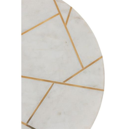 Set van 2 wit/gouden bijzettafels van marmer en metaal, Ø46x56 cm