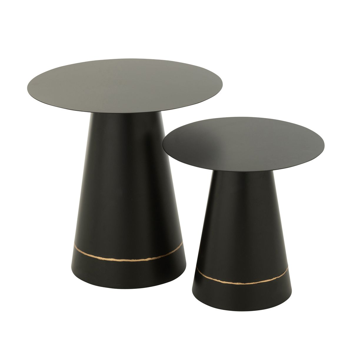 Set de 2 mesas auxiliares de metal en negro y dorado | Plancha