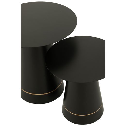 Set de 2 mesas auxiliares de metal en negro y dorado | Plancha