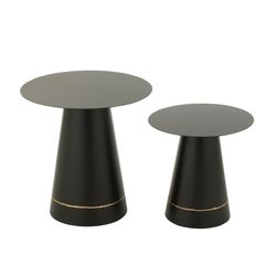 Set de 2 mesas auxiliares de metal en negro y dorado | Plancha