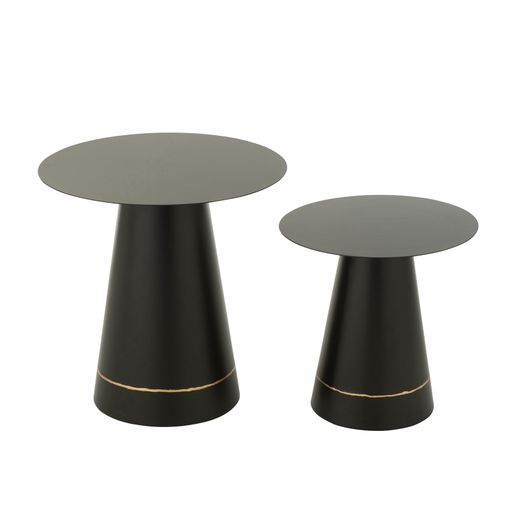 Set de 2 mesas auxiliares de metal en negro y dorado | Plancha