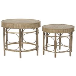 Set of 2 Rattan Side Tables, Ø61.5x52cm