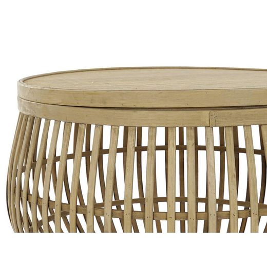 Set of 2 Rattan and Bamboo Side Tables, Ø51x33cm