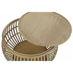 Set of 2 Rattan and Bamboo Side Tables, Ø51x33cm
