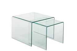 Set of 2 Transparent Glass Side Tables, 65x65x49 cm