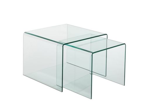 Lot de 2 tables d'appoint en verre transparent, 65x65x49 cm