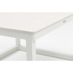 Set di 2 tavolini da esterno in alluminio e porcellana nei colori bianco e beige | Silai