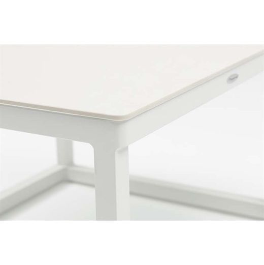 Garden sofa set made of aluminum, nautical rope, and white and gray fabric | Silai M