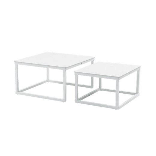 Garden sofa set made of aluminum, nautical rope, and white and gray fabric | Silai M