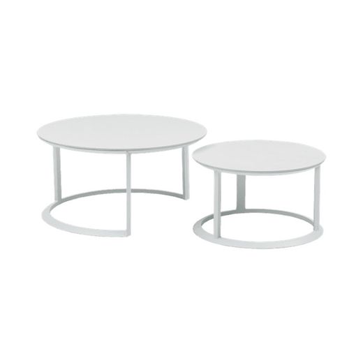 Garden sofa set made of aluminum and nautical rope in white and aqua | Isabela