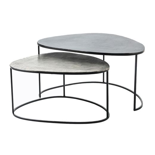 Set di 2 tavolini bassi in alluminio Galet, 91 x 68 x 48 cm