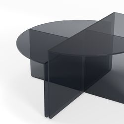 Set van 2 salontafels van gehard glas in blauwgrijs, 80 x 80 x 43 cm | Velta