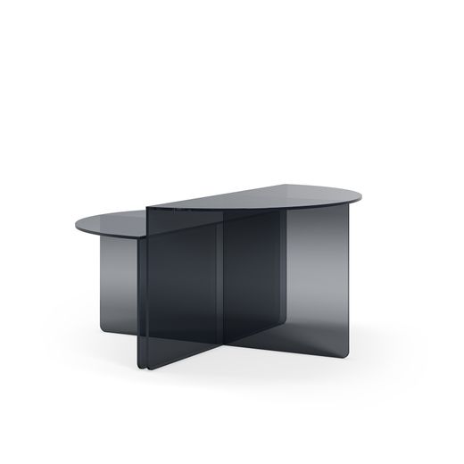 Set van 2 salontafels van gehard glas in blauwgrijs, 80 x 80 x 43 cm | Velta