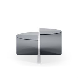 Set van 2 salontafels van gehard glas in blauwgrijs, 80 x 80 x 43 cm | Velta