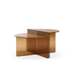 Set van 2 salontafels van gehard glas in bruin, 80 x 80 x 43 cm | Velta