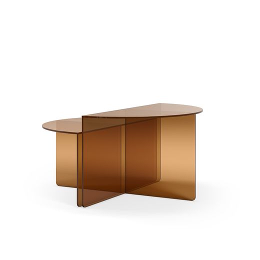 Set van 2 salontafels van gehard glas in bruin, 80 x 80 x 43 cm | Velta