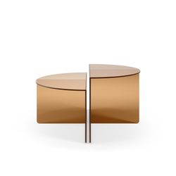 Set van 2 salontafels van gehard glas in bruin, 80 x 80 x 43 cm | Velta