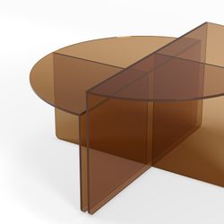 Set van 2 salontafels van gehard glas in bruin, 80 x 80 x 43 cm | Velta