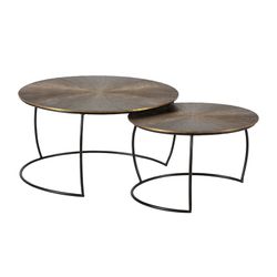 Set aus 2 Couchtischen aus Metall in der Farbe Altgold, 70-54 x 70-54 x 38-34 cm | Selene