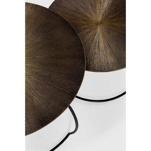 Set aus 2 Couchtischen aus Metall in der Farbe Altgold, 70-54 x 70-54 x 38-34 cm | Selene