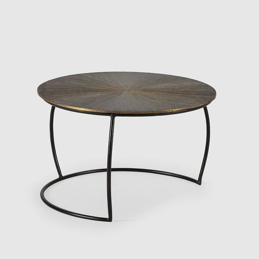 Set aus 2 Couchtischen aus Metall in der Farbe Altgold, 70-54 x 70-54 x 38-34 cm | Selene