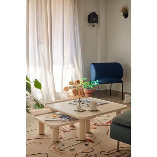 2er-Set Satztische aus Holz in hellem Naturton, 80 x 50 x 30 cm | Nest