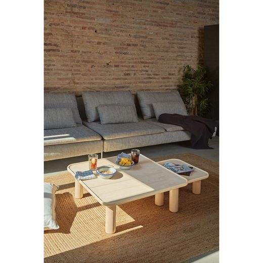 2er-Set Satztische aus Holz in hellem Naturton, 80 x 50 x 30 cm | Nest