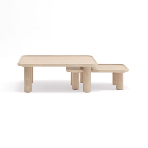 2er-Set Satztische aus Holz in hellem Naturton, 80 x 50 x 30 cm | Nest