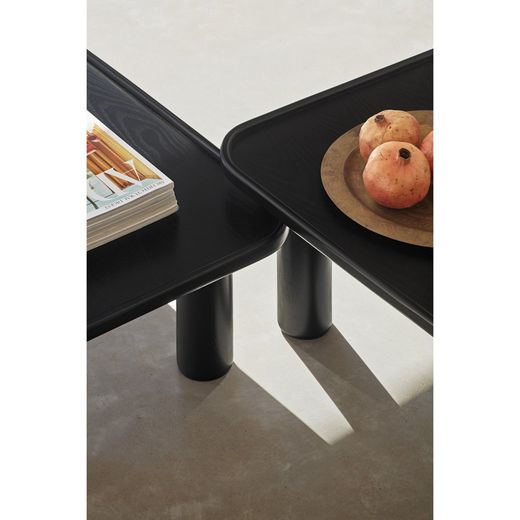 Set med 2 svarta träbord, 80 x 50 x 30 cm | Bo
