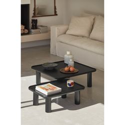 Set med 2 svarta träbord, 80 x 50 x 30 cm | Bo
