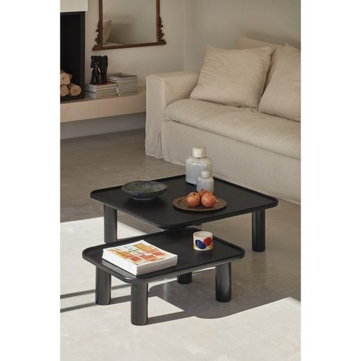 Set med 2 svarta träbord, 80 x 50 x 30 cm | Bo