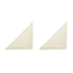 Set van 2 ivoorkleurige linnen en katoenen servetten met franjes, 40 x 40 cm