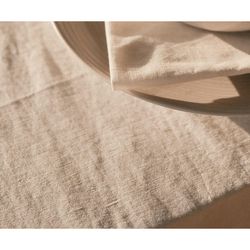 Set van 2 linnen en katoenen servetten in ivoor, 40 x 40 cm