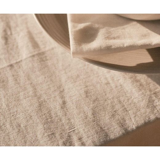 Set van 2 linnen en katoenen servetten in ivoor, 40 x 40 cm