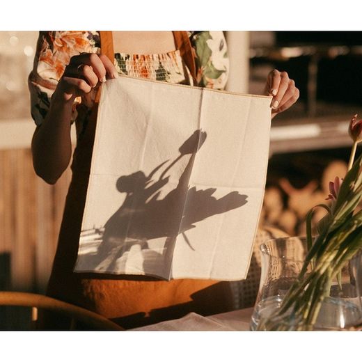 Set van 2 linnen en katoenen servetten in ivoor, 40 x 40 cm