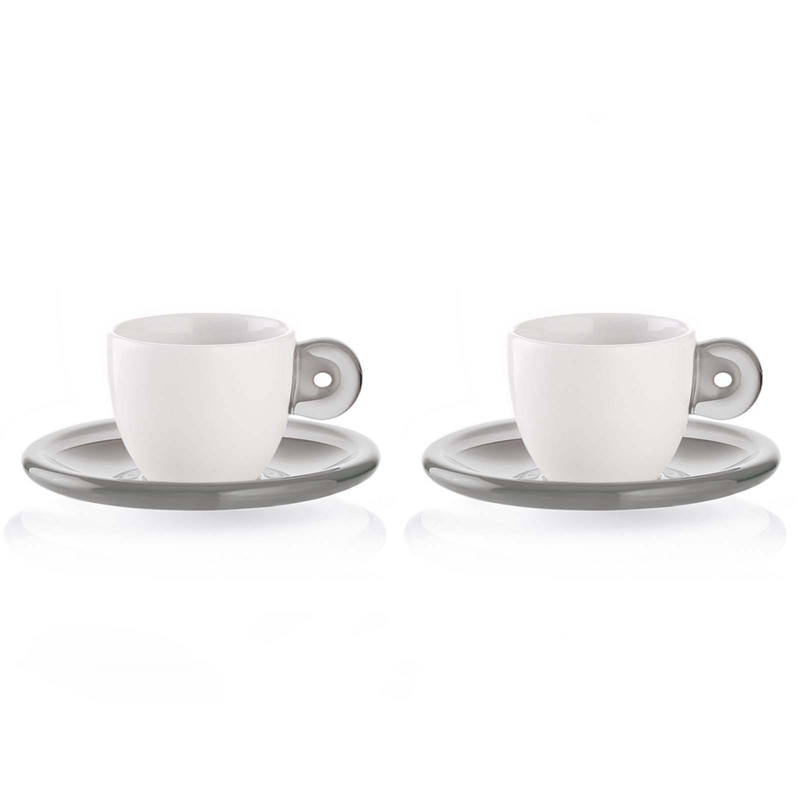 Set di 2 tazzine da caffè con piattino S GOCCE Grigio, 25x17x9cm — Qechic