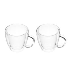 Set de 2 tasses à café en verre transparent, Ø 8 x 9 cm | Chaud et chaud Froid
